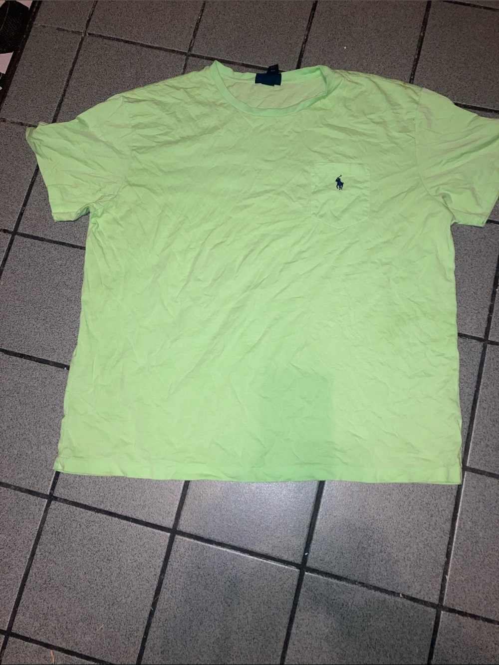 Ralph Lauren Men’s Short Sleeve Crew T-Shirt in Neon Lime with Navy Pony